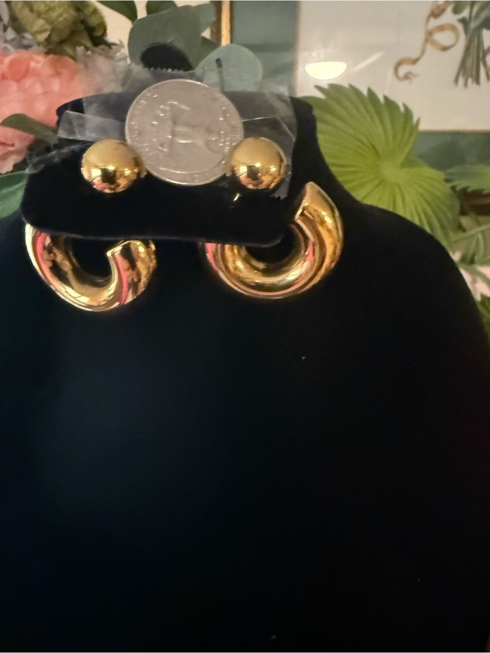 Gold Hoop and Ball Clip-On Earrings - Bold Chunky Style